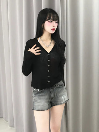 Basic Summer V-Neck Long Sleeve Cardigan