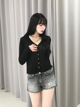 Basic Summer V-Neck Long Sleeve Cardigan