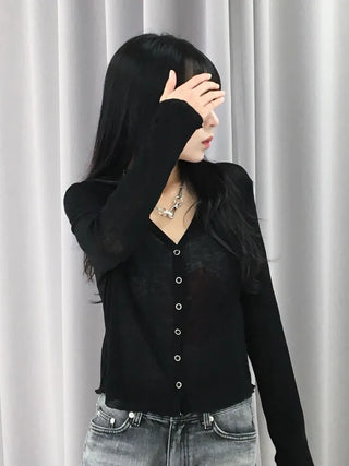 Basic Summer V-Neck Long Sleeve Cardigan