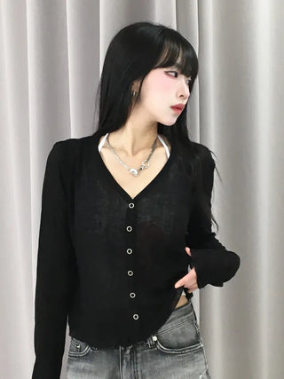Basic Summer V-Neck Long Sleeve Cardigan