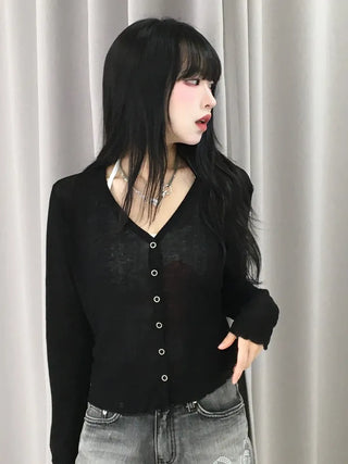 Basic Summer V-Neck Long Sleeve Cardigan