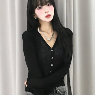 Basic Summer V-Neck Long Sleeve Cardigan