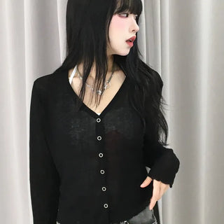 Basic Summer V-Neck Long Sleeve Cardigan