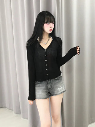 Basic Summer V-Neck Long Sleeve Cardigan