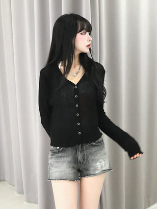 Basic Summer V-Neck Long Sleeve Cardigan