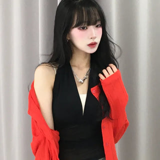 Pure Halter Top Mesh Shirred Sleeveless