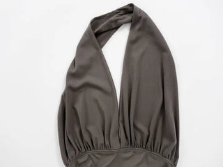 Pure Halter Top Mesh Shirred Sleeveless