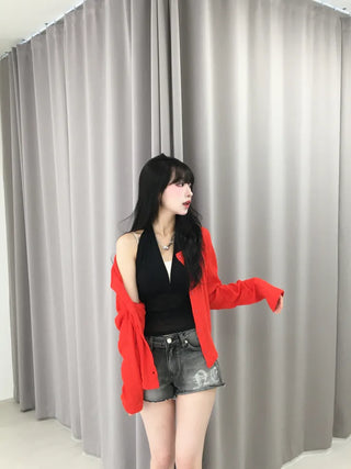 Pure Halter Top Mesh Shirred Sleeveless