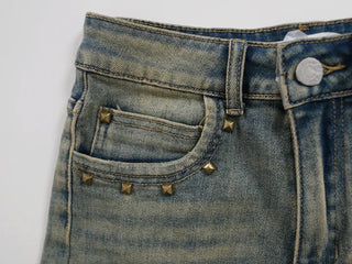 Boho Chic Unique Washed Denim Shorts