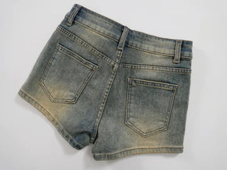 Boho Chic Unique Washed Denim Shorts