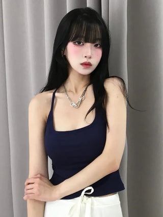 New Basic Sleeveless Square Neck Slim Fit