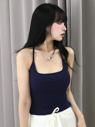 New Basic Sleeveless Square Neck Slim Fit