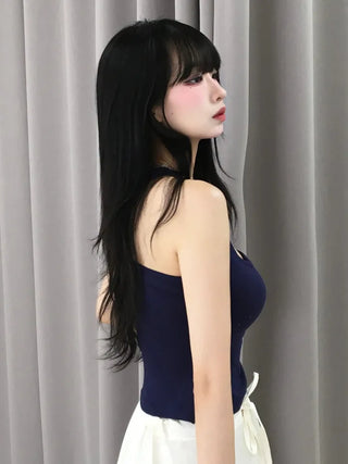 New Basic Sleeveless Square Neck Slim Fit