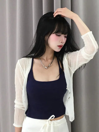 New Basic Sleeveless Square Neck Slim Fit