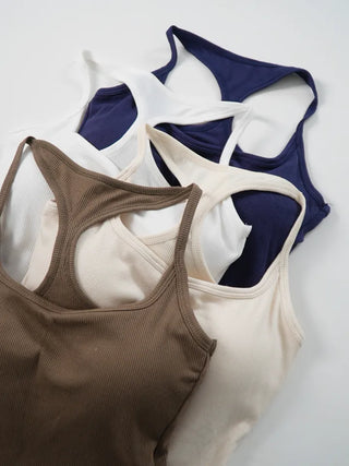 New Basic Sleeveless Square Neck Slim Fit