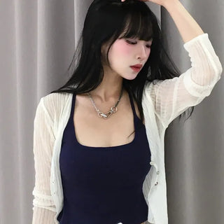 New Basic Sleeveless Square Neck Slim Fit