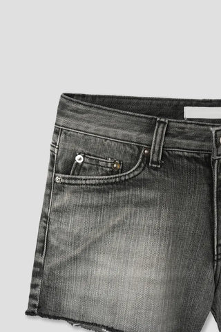 Unique Damaged Cubic Low-Rise Denim Shorts