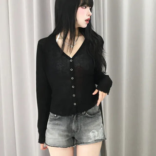 Unique Damaged Cubic Low-Rise Denim Shorts