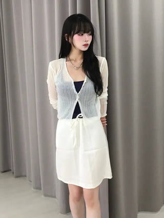 Natural Mother-of-Pearl Button See-through Cardigan
