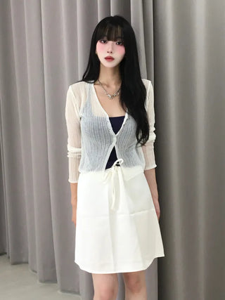 Natural Mother-of-Pearl Button See-through Cardigan