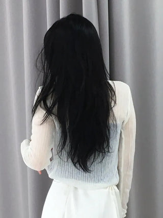 Natural Mother-of-Pearl Button See-through Cardigan