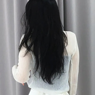 Natural Mother-of-Pearl Button See-through Cardigan