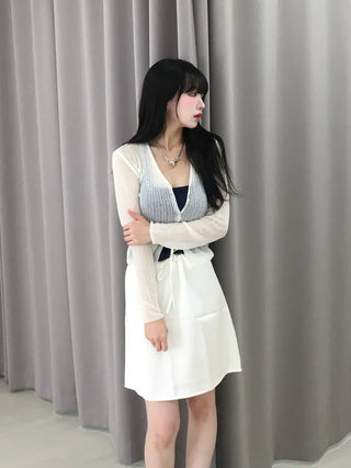 Natural Mother-of-Pearl Button See-through Cardigan