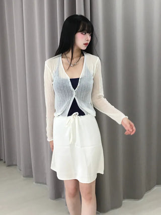 Natural Mother-of-Pearl Button See-through Cardigan