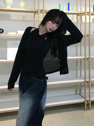 Moku Bokashi See-through Cardigan