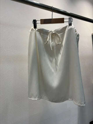 Sweet Satin Elastic Waist Midi Skirt