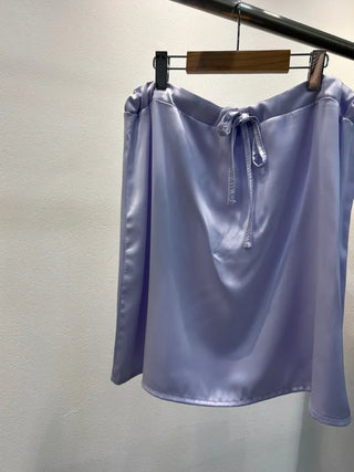 Sweet Satin Elastic Waist Midi Skirt