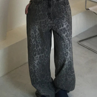 Back Pocket Leopard Wide Cotton Pants