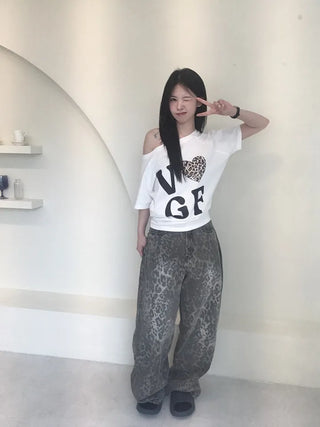 Back Pocket Leopard Wide Cotton Pants