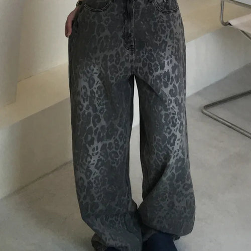 Back Pocket Leopard Wide Cotton Pants