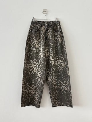 Back Pocket Leopard Wide Cotton Pants