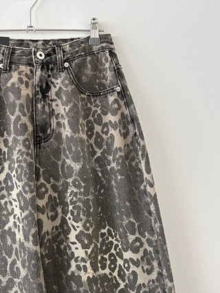 Back Pocket Leopard Wide Cotton Pants