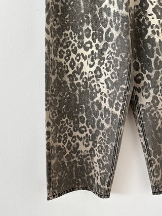 Back Pocket Leopard Wide Cotton Pants