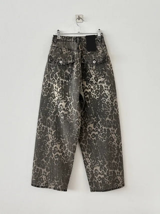 Back Pocket Leopard Wide Cotton Pants