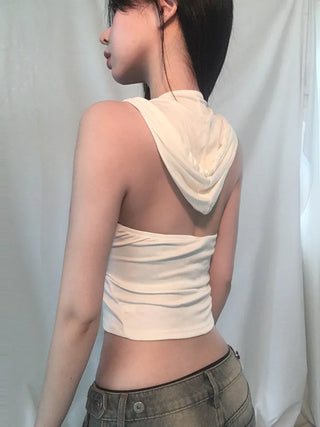 Hoodie Deep V Slim Halter Sleeveless
