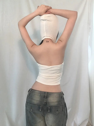 Hoodie Deep V Slim Halter Sleeveless