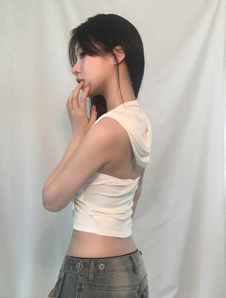Hoodie Deep V Slim Halter Sleeveless