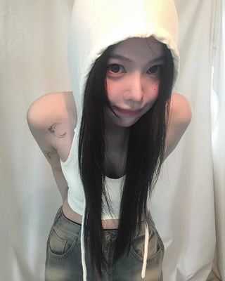 Hoodie Deep V Slim Halter Sleeveless