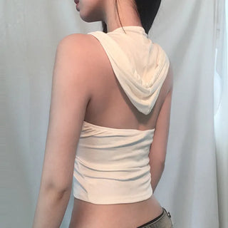 Hoodie Deep V Slim Halter Sleeveless