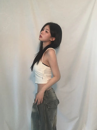 Hoodie Deep V Slim Halter Sleeveless