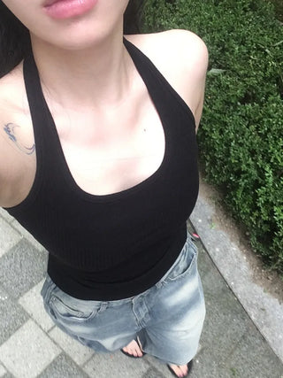Slim Fit Basic Halter Neck Sleeveless