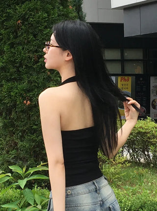 Slim Fit Basic Halter Neck Sleeveless