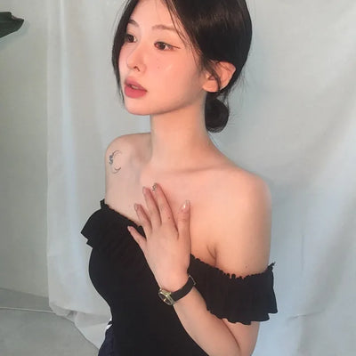 Lovely Frill Off-Shoulder Sleeveless Top