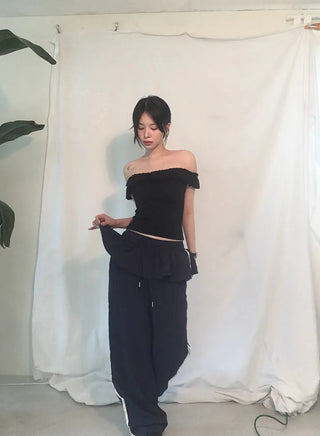 Lovely Frill Off-Shoulder Sleeveless Top