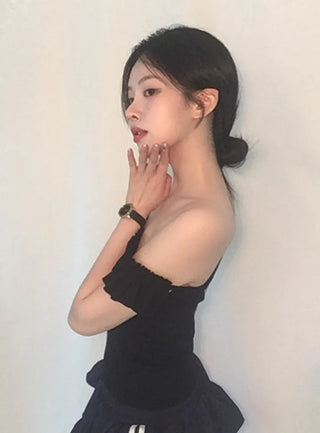 Lovely Frill Off-Shoulder Sleeveless Top