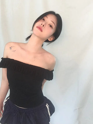 Lovely Frill Off-Shoulder Sleeveless Top